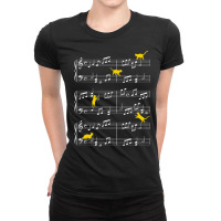 Cats Playing Music Note Clef Musician Art T Shirt Ladies Fitted T-shirt | Artistshot