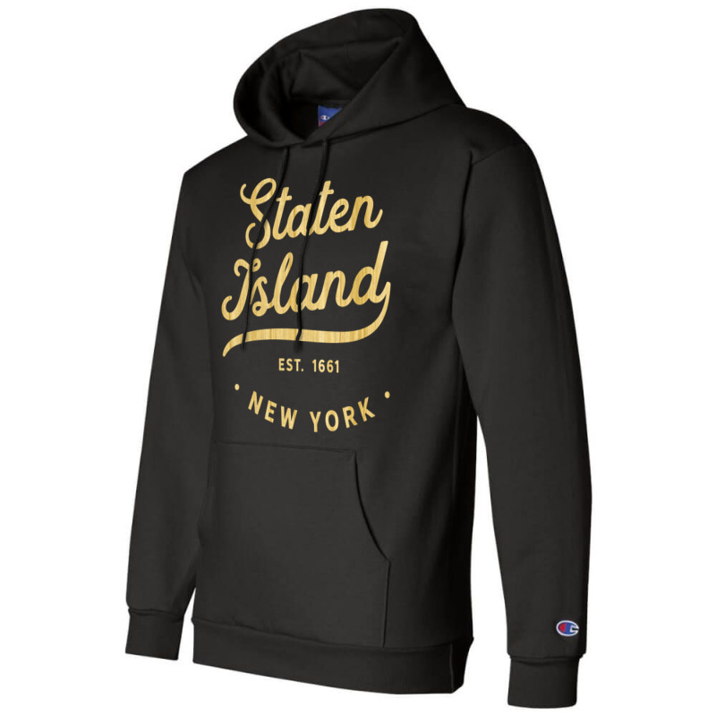 Classic Retro Vintage Staten Island Woodgrain Nyc Usa Casual Long Slee Champion Hoodie by MleczynskiShae | Artistshot