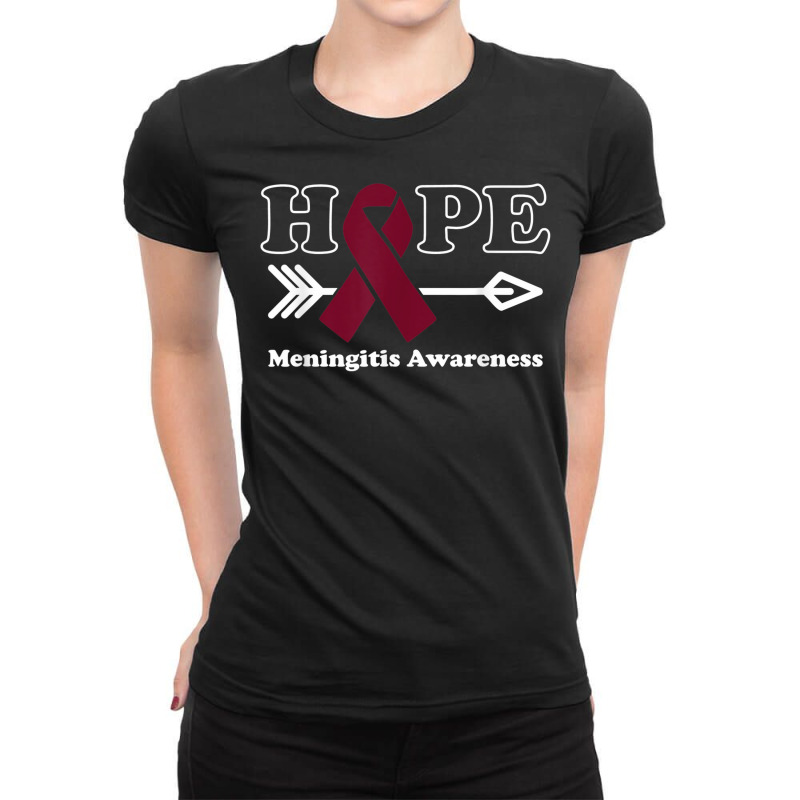 Hope   Meningitis Awareness Burgundy Ribbon Ladies Fitted T-Shirt by Sombre | Artistshot