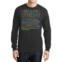 Latin Countries Hispanic Latino Heritage Month Vintage Retro T Shirt Long Sleeve Shirts | Artistshot