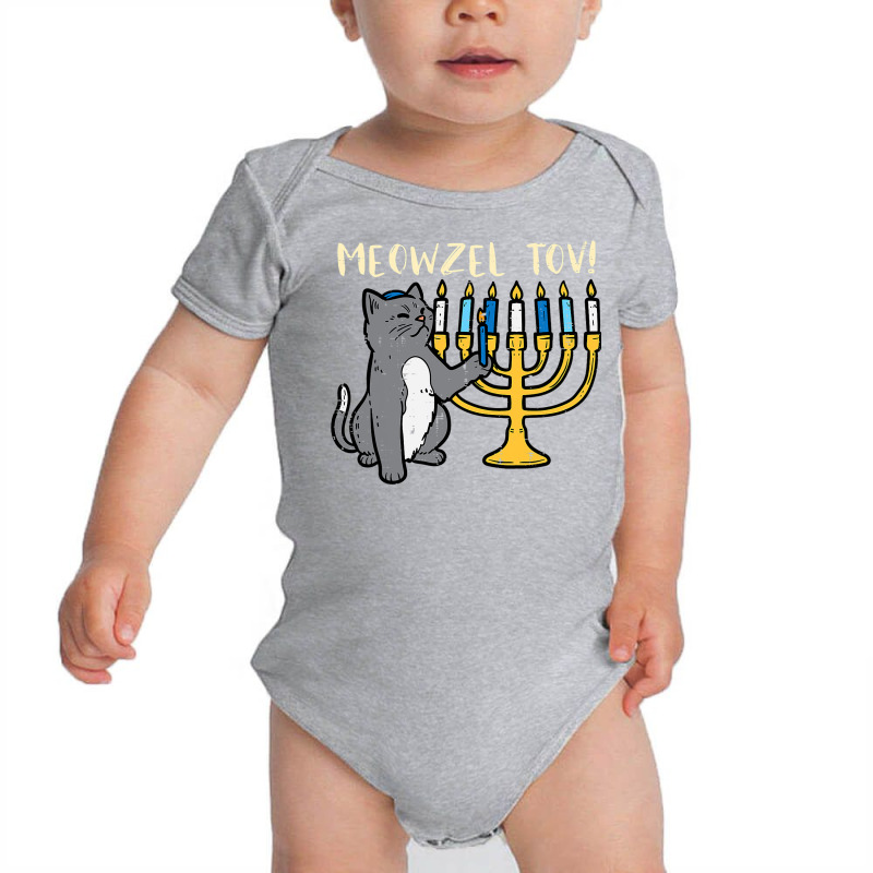 Meowzel Tov Jewish Cat Funny Hanukkah Chanukah Pjs Women Baby Bodysuit | Artistshot