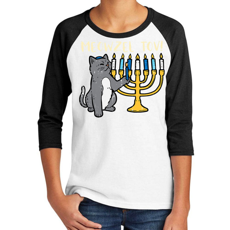 Meowzel Tov Jewish Cat Funny Hanukkah Chanukah Pjs Women Youth 3/4 Sleeve | Artistshot