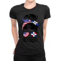 Womens Half American And Half Dominican Messy Bun Dominicana Ladies Fitted T-shirt | Artistshot