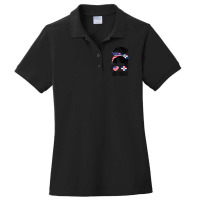 Womens Half American And Half Dominican Messy Bun Dominicana Ladies Polo Shirt | Artistshot