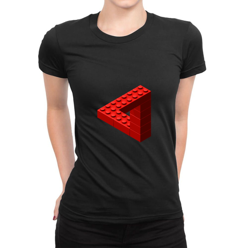 Escher Toy Bricks - Red Ladies Fitted T-Shirt by NicholasRoberson | Artistshot