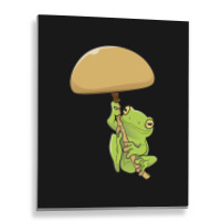 American Green Tree Frog And Fungus Metal Print Vertical | Artistshot