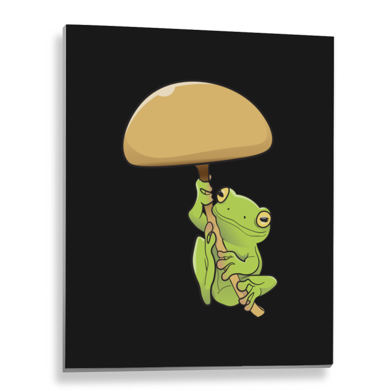 American Green Tree Frog And Fungus Metal Print Vertical | Artistshot