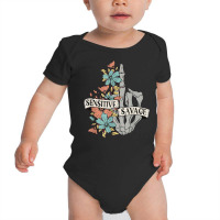 Sensitive Savage Skeleton Funny Floral Women's Motivational Baby Bodysuit | Artistshot