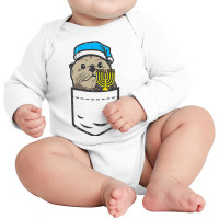 Pocket Jewish Otter Menorah Hanukkah Chanukah Animal Gift Long Sleeve Baby Bodysuit | Artistshot