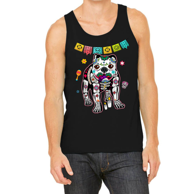 Calavera English Bulldog Dog Dia De Muertos Halloween Day Tank Top by Sombre | Artistshot