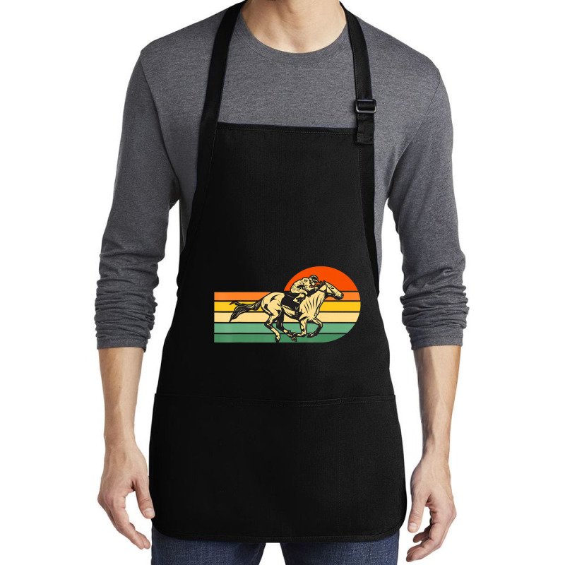 Horse Racing Retro Sunset Medium-length Apron | Artistshot