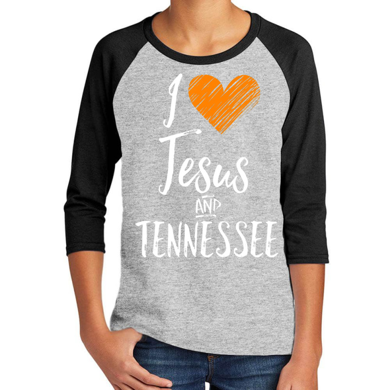 I Love Jesus And Tennessee Orange Heart Cute Fan Gift Youth 3/4 Sleeve by thangdinhsinhelf | Artistshot