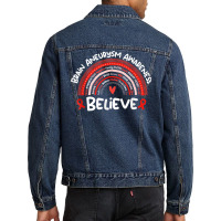 Believe Brain Aneurysm Awareness Month Shirt Brain Aneurysm T Shirt Men Denim Jacket | Artistshot