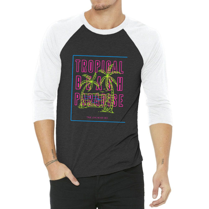 Tropical Paradise Love 3/4 Sleeve Shirt by lullabellelaart | Artistshot