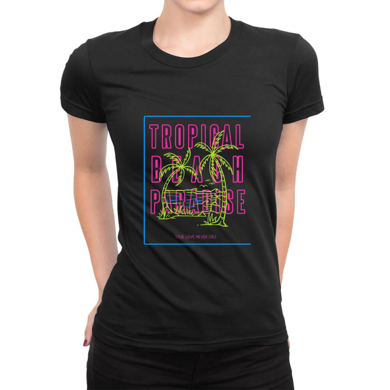 Tropical Paradise Love Ladies Fitted T-Shirt by lullabellelaart | Artistshot