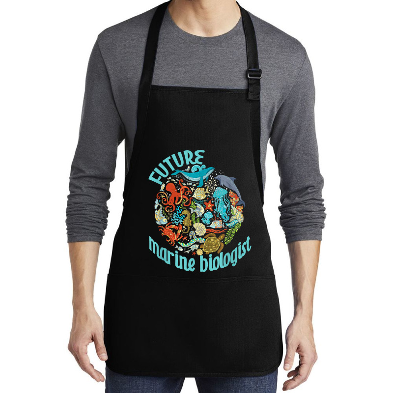 Future Marine Biologist Ocean Life Drawing Whale Octopus Medium-length Apron | Artistshot