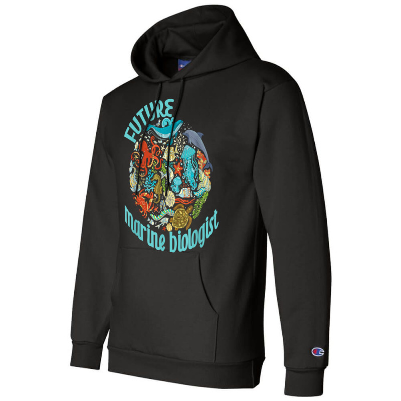 Future Marine Biologist Ocean Life Drawing Whale Octopus Champion Hoodie | Artistshot