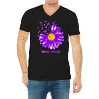 Butterfly Purple Ribbon Sunflower Overdose Awareness T Shir V-neck Tee | Artistshot