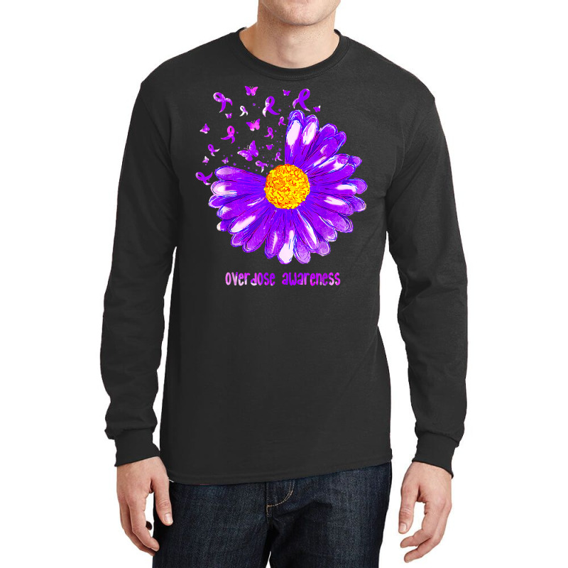 Butterfly Purple Ribbon Sunflower Overdose Awareness T Shir Long Sleeve Shirts | Artistshot