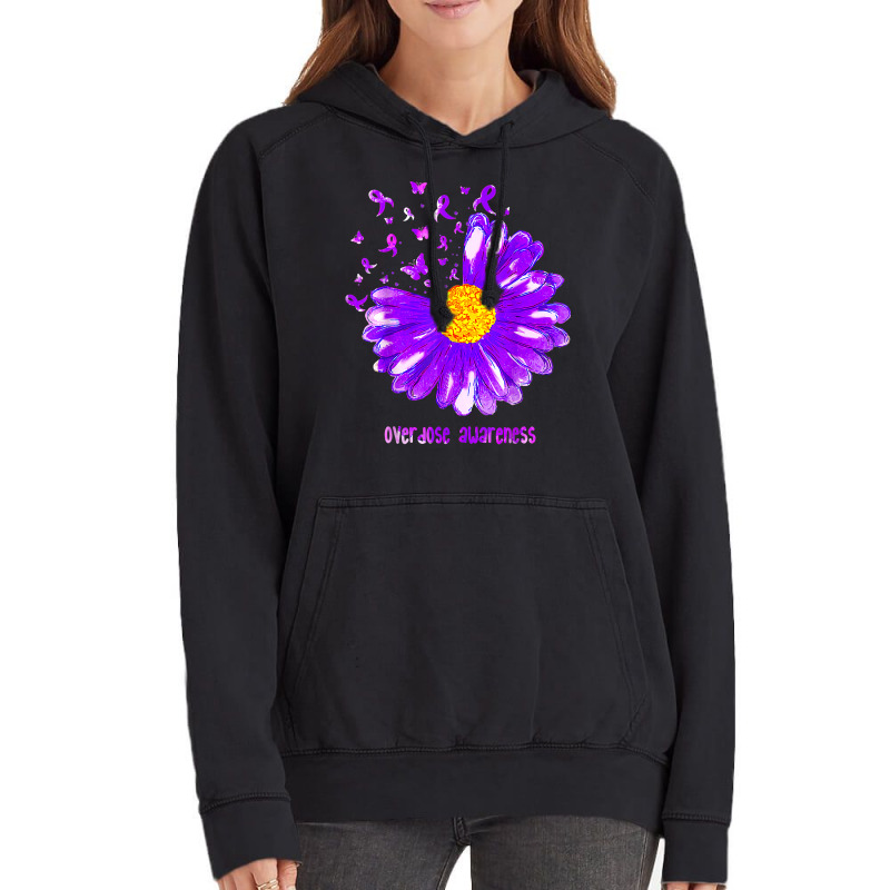 Butterfly Purple Ribbon Sunflower Overdose Awareness T Shir Vintage Hoodie | Artistshot