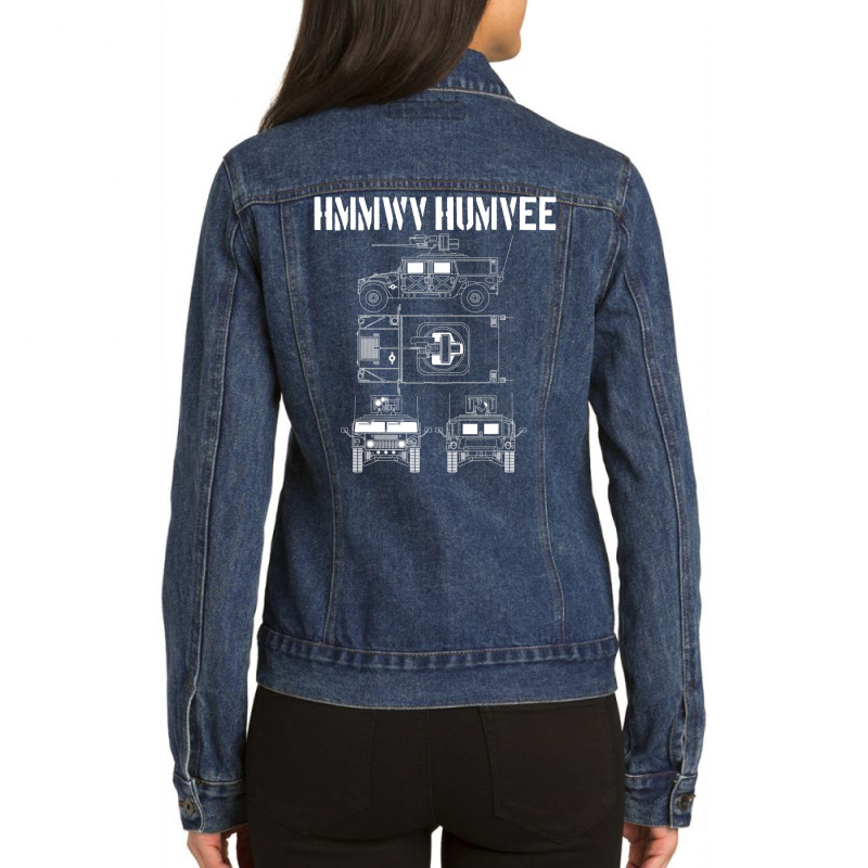 Humvee Military Combat Vehicle Schematic Hmmwv Humvee Ladies Denim Jacket by Bertrand Angulo | Artistshot