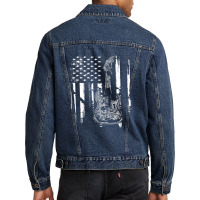 Us American Flag Guitar Musician Distressed Racerback Guitarsa Men Denim Jacket | Artistshot