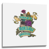 Mortgage Processor Inked Skull Tattoo Backside Design T Shirt Metal Print Square | Artistshot