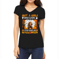 Just A Girl Who Loves Cocker Spaniel And Halloween Women's V-neck T-shirt | Artistshot