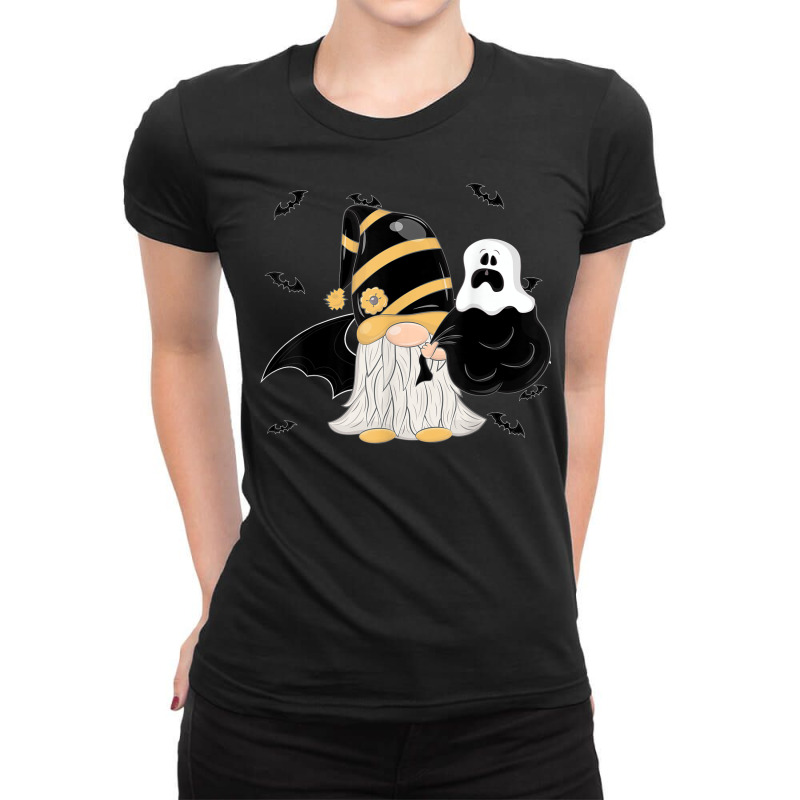 Dwarf Gnome Halloween Costume Bats Ghost Ladies Fitted T-Shirt by Fashzilla | Artistshot