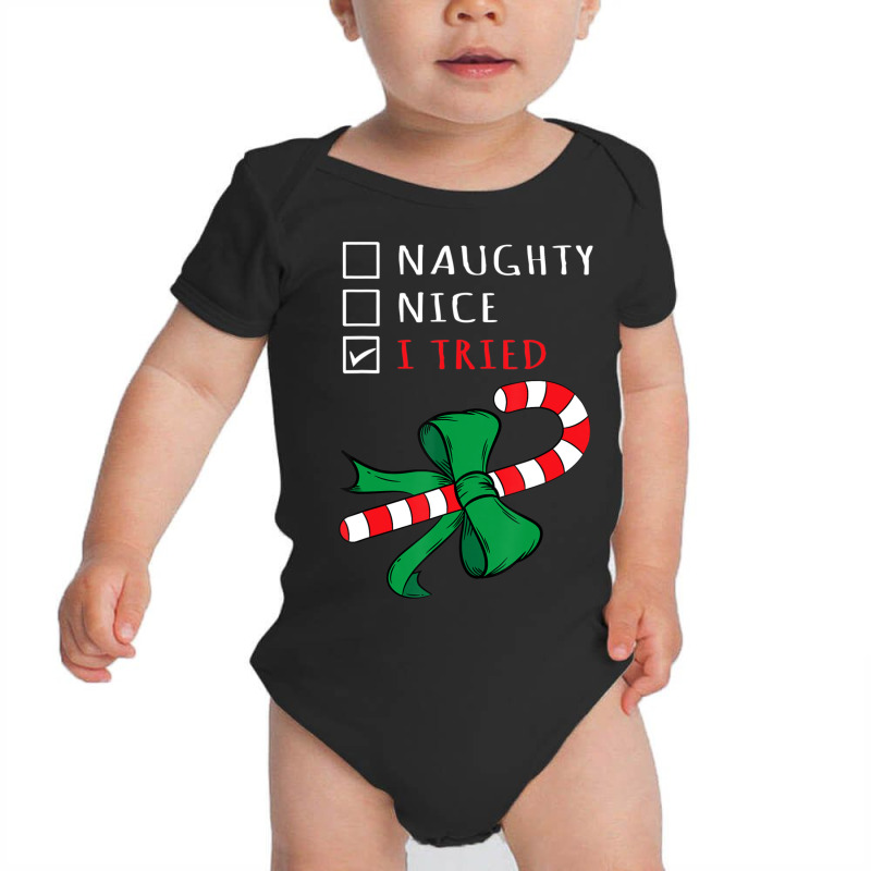 Christmas Candy Cane I Tried Checklist Baby Bodysuit by cm-arts | Artistshot