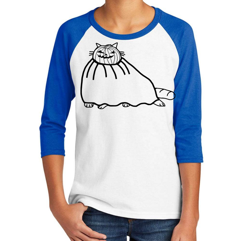 Halloween T  Shirt Chonk Cat Wearing Halloween Horror Costume Minimal Youth 3/4 Sleeve by cm-arts | Artistshot