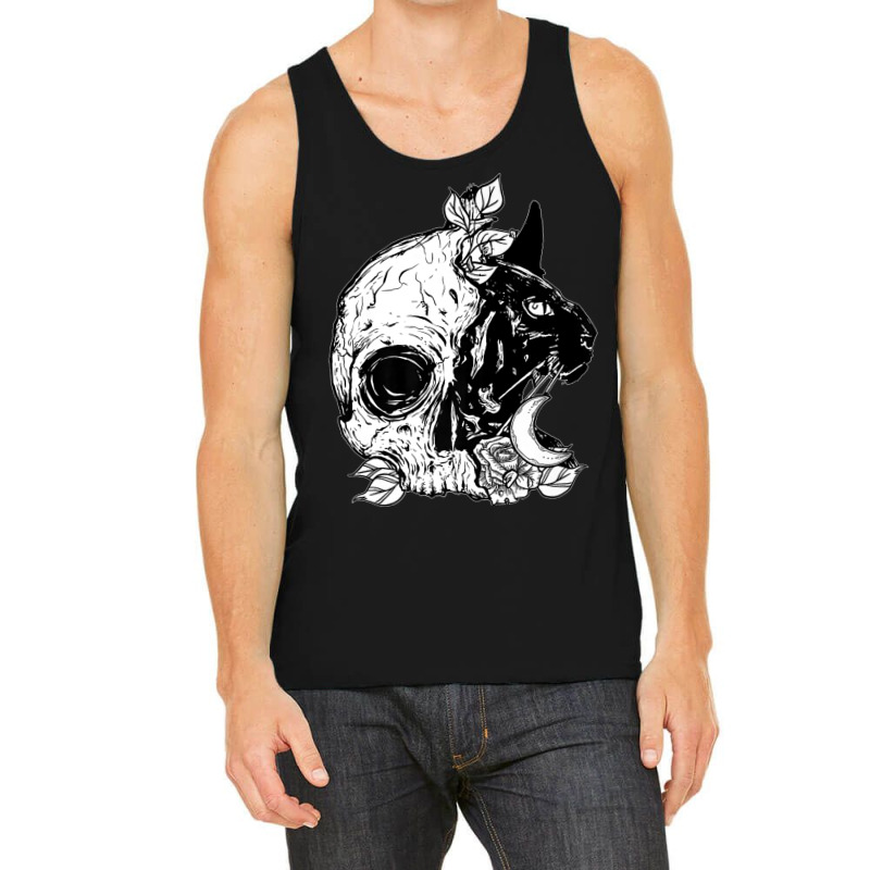 Skull Cat Moon Gothic Women's Girl's Halloween Premium Tank Top | Artistshot