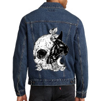 Skull Cat Moon Gothic Women's Girl's Halloween Premium Men Denim Jacket | Artistshot