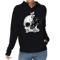 Skull Cat Moon Gothic Women's Girl's Halloween Premium Lightweight Hoodie | Artistshot