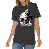 Skull Cat Moon Gothic Women's Girl's Halloween Premium Vintage T-shirt | Artistshot