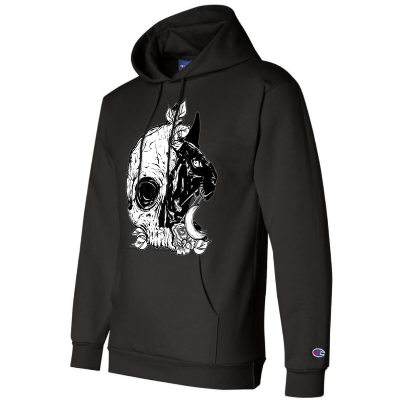 Skull Cat Moon Gothic Women's Girl's Halloween Premium Champion Hoodie | Artistshot