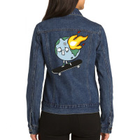 World Skateboarding, World Skateboarding Art, World Skateboarding Pain Ladies Denim Jacket | Artistshot