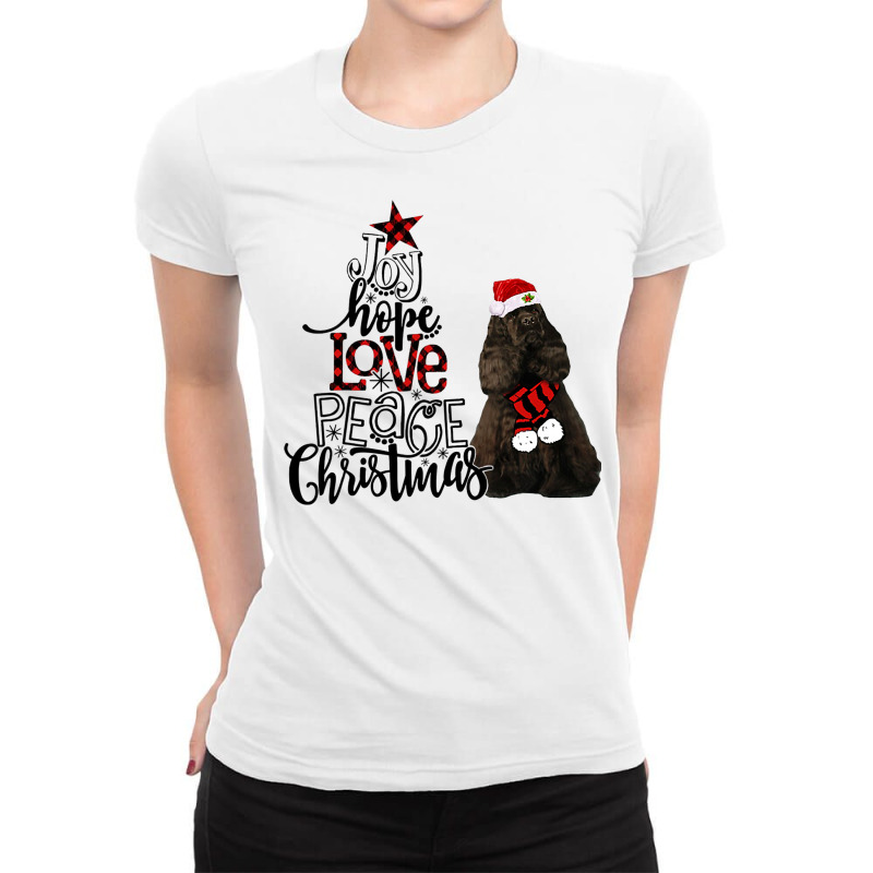 Joy Hope Love Peace Christmas Black American Cocker Spaniel Ladies Fitted T-Shirt by Chalaun | Artistshot