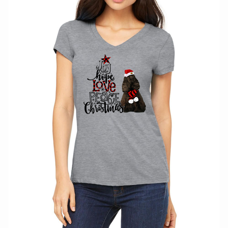 Joy Hope Love Peace Christmas Black American Cocker Spaniel Women's V-Neck T-Shirt by Chalaun | Artistshot