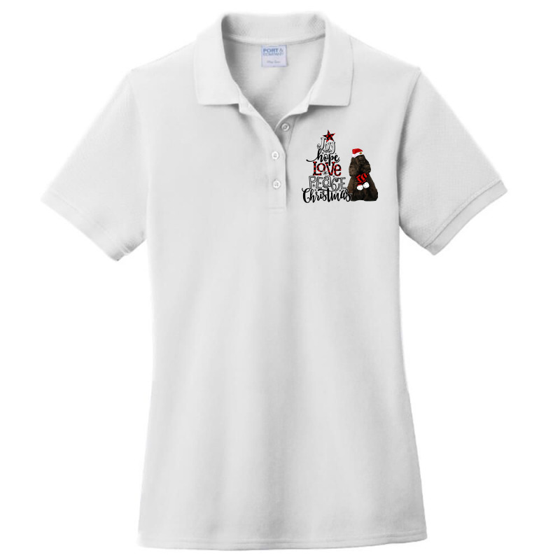 Joy Hope Love Peace Christmas Black American Cocker Spaniel Ladies Polo Shirt by Chalaun | Artistshot