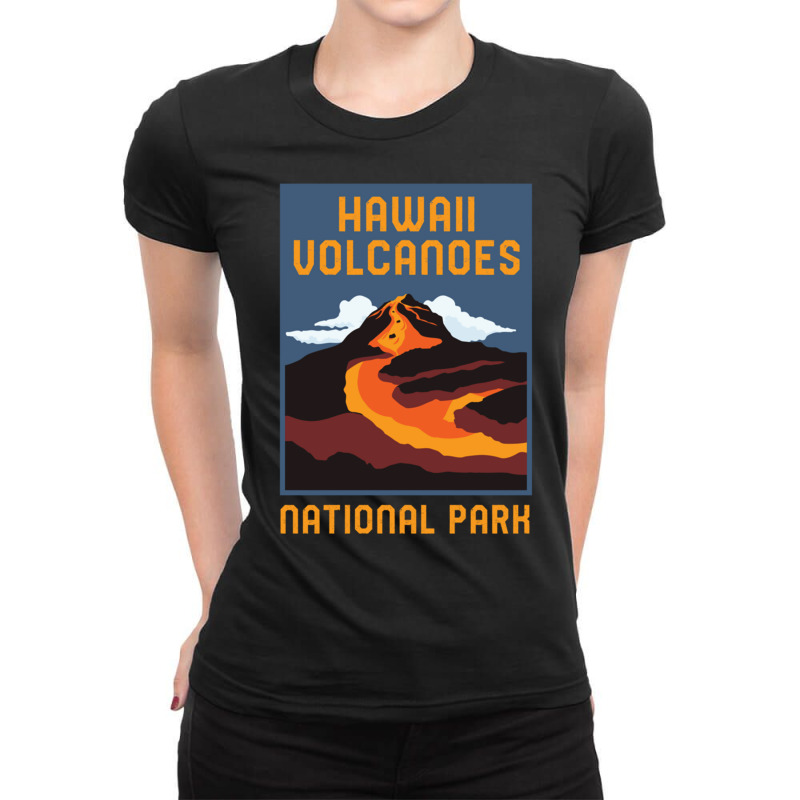 Hawaii Volcanoes National Park Big Island Retro Graphic Pullover Hoodi Ladies Fitted T-Shirt by cm-arts | Artistshot