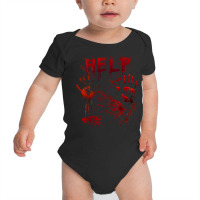 Funny Help Bloody Handprint Halloween Costume Matching Mens Baby Bodysuit | Artistshot