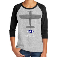 F4u Corsair Tech Drawing Wwii Naval Airplane Youth 3/4 Sleeve | Artistshot