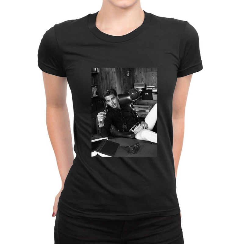 Austin Butler Black And White Ladies Fitted T-Shirt by SteveMartindale | Artistshot