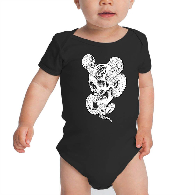 Skull And Snake, Skull And Snake Vintage, Skull And Snake Art, Skull A Baby Bodysuit by SHOPTYU | Artistshot