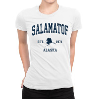 Salamatof Alaska Ak Vintage Athletic Navy Sports Design T Shirt Ladies Fitted T-shirt | Artistshot