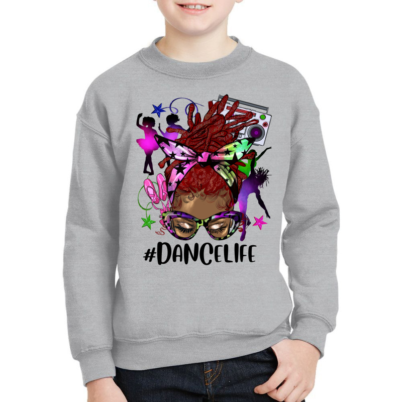 Afro Red Locs Messy Bun Dance Life Youth Sweatshirt by HRA Design Shop | Artistshot