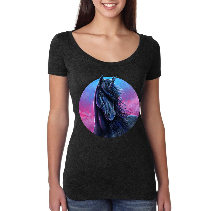 Ebony Unicorn, Ebony Unicorn Art, Ebony Unicorn Vintage, Ebony Unicorn Women's Triblend Scoop T-shirt by SHOPTYU | Artistshot