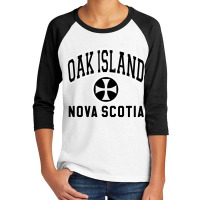 Oak Island Varsity Style Cross Black Print Pullover Hoodie Youth 3/4 Sleeve | Artistshot