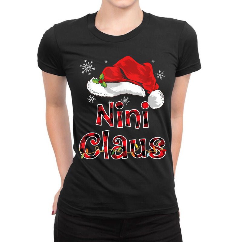 Nini Claus Shirt Christmas Lights Pajama Family Matching T Shirt Ladies Fitted T-Shirt by cm-arts | Artistshot